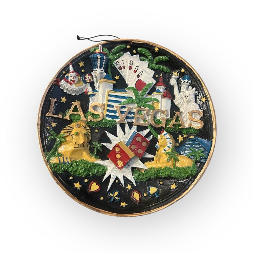 Las Vegas 3-dimensional commemorative plate casino travel dice Sphynx Nevada